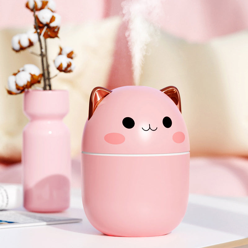 Air Humidifier Cute Cat Ultra-Silent USB Office Household Bedroom Car Aromatherapy Air Purifier with Led Cool Mist Spray
